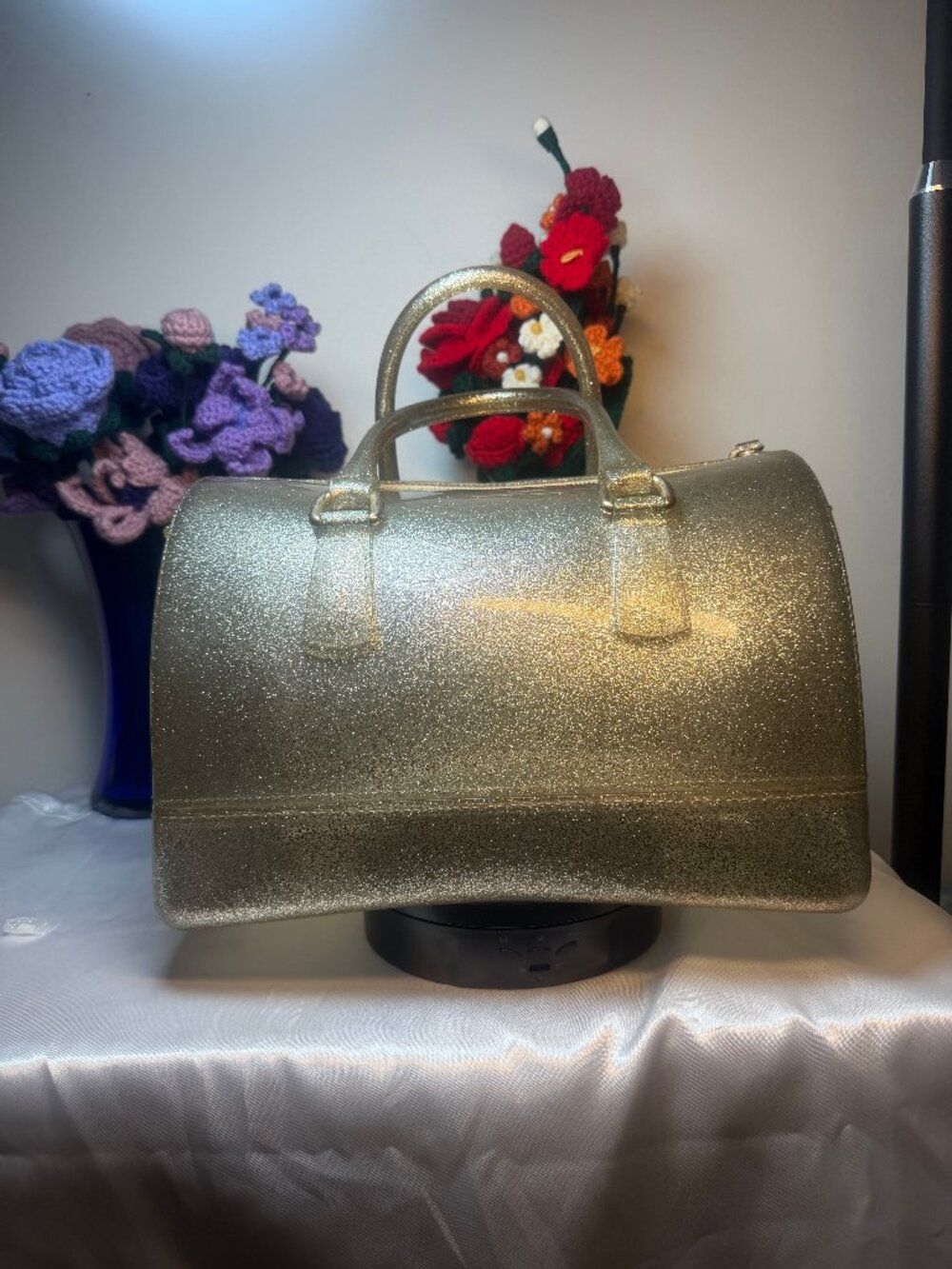 Furla Candy Bag Gold Glitter EUC